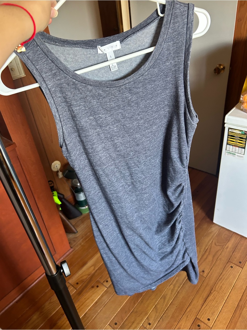 Leith Gray Sleeveless Ruched Mini Dress